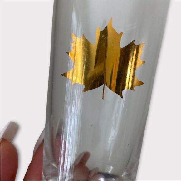 3/$15 Clear Tall Shot Glass With Gold Maple Leaf - Picture 3 of 3